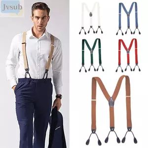 JVSUB Co Giãn Nẹp Tiệc Cưới Viền Nút Cuối Vintage Nam Nữ Quần Dây Thắt Lưng