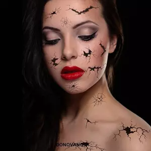 DONOVANQQ 10 Miếng Dán Hình Xăm Halloween, Crack Mark Chống Thấm Nước Halloween Mặt Miếng Dán, Trang Điểm Cơ Thể Cosplay Thực Tế DIY Nhện Web Hình Xăm Ngày Của Người Chết