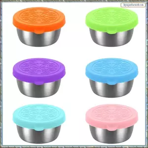 6 Gói Hộp Đựng Salad Để Đi, Hộp Đựng Gia Vị Nhỏ Có Thể Tái Sử Dụng 40Ml Có Nắp, Silicon Chống Rò Rỉ Dễ Sử Dụng