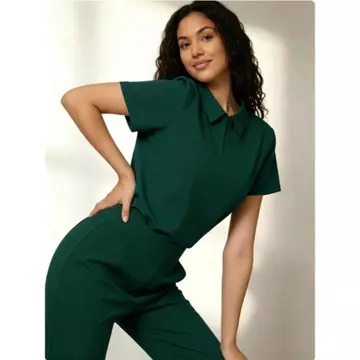 Đồng phục y tế 2 mảnh dành cho nữ có áo ngắn tay & quần nhiều túi, quần áo bảo hộ lao động điều dưỡng thoáng khí co giãn