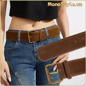 MONOSTYLE Pin Buckle Thắt lưng, Thắt lưng rộng da lộn thông thường đa năng, Thiết kế sang trọng cổ điển Quần hợp thời trang Thắt lưng quà tặng