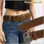 MONOSTYLE Pin Buckle Thắt lưng, Thắt lưng rộng da lộn thông thường đa năng, Thiết kế sang trọng cổ điển Quần hợp thời trang Thắt lưng quà tặng