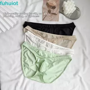 Quần lót nam chữ U FUHUIOT, Quần lót lụa Satin liền mạch eo thấp, Quần lót màu trơn Quần lót nam eo hẹp thoáng khí