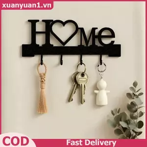 Giá đỡ chìa khóa hình XUAN "Home Love" có móc - Giá treo tường không khoan, Dụng cụ sắp xếp kim loại để trang trí phòng khách, Key Ra | Móc treo chìa khóa Tường VN