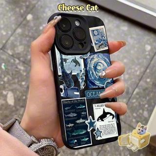 Cá Voi Thẻ 3D Xếp Ly Họa Tiết Ốp Lưng Điện Thoại iPhone 11 12 13 14 15 Plus 16 17 Pro Max Xs Max XR 7 8 Plus SE
