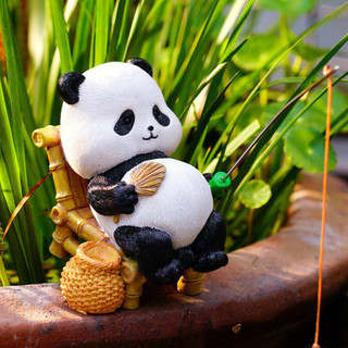 Bức tượng câu cá gấu trúc, trang trí bể cá, cảnh quan, rockery nhân tạo, tính năng nước, sắp xếp ao cá.