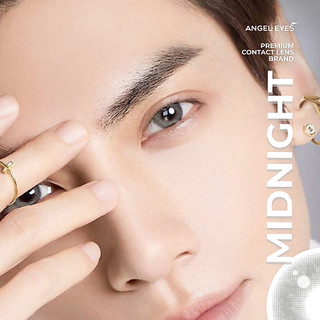 Lens áp tròng xám tây độ cận 0-8 Midnight hiệu Angel Eyes, dòng kính áp tròng xám khói chất liệu MPC 12h/ngày