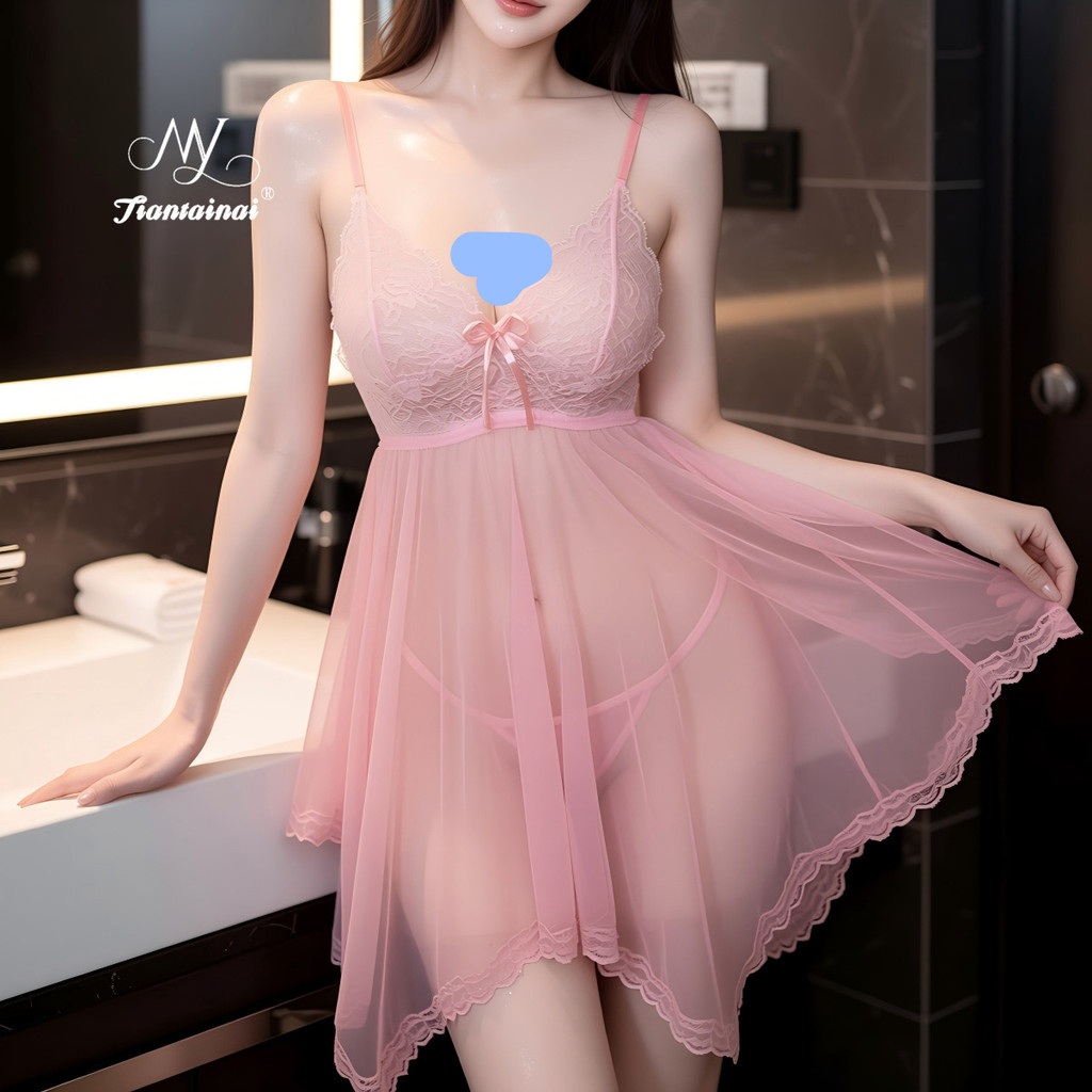 Ren Sling Váy Ngủ Nữ Nơ Ngọt Ngào Bộ Đồ Ngủ Mềm Mại