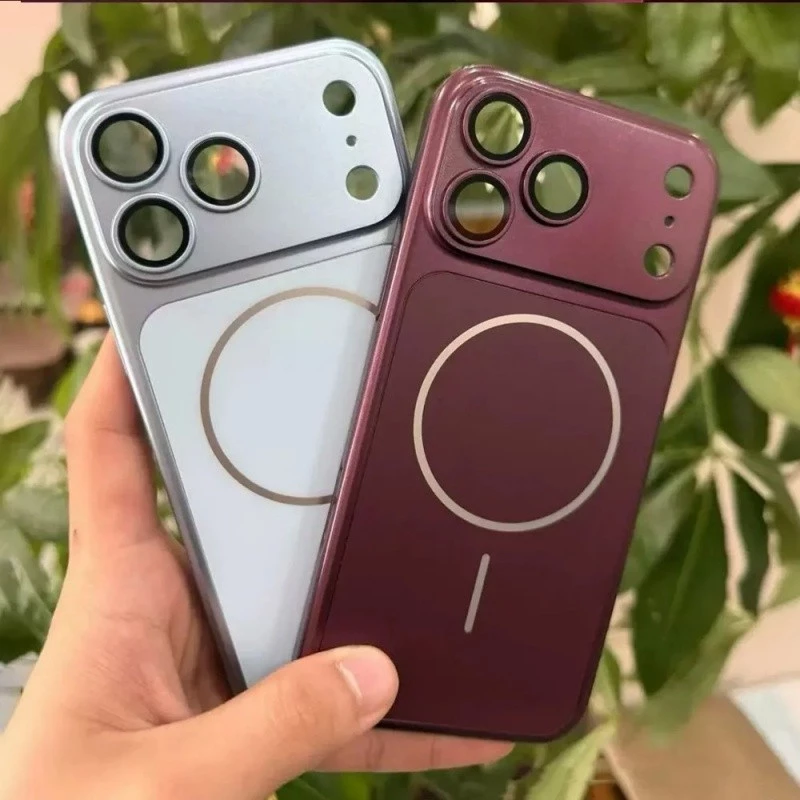 Ốp Điện Thoại Dark Cherry Matte Cho IPhone 18 Pro Max 17 16 15 14 13 Pro Max 17Pro Ốp Lưng Sạc Không Dây Từ Tính Có Vỏ Ống Kính Máy Ảnh Bảo Vệ Chống Sốc Ốp Lưng Cứng