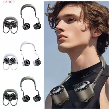 Quạt di động có thể gập lại LZHDP, 360 siêu yên tĩnh° Quạt treo cổ có thể uốn cong, gió mạnh tiện lợi Thoải mái có thể đeo được Quạt đeo cổ thể thao