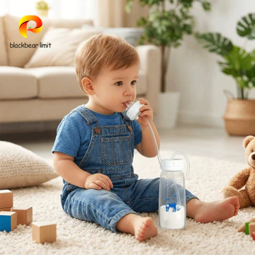 Bình sữa sơ sinh BLACKBEAR LIMIT, Bình sữa rảnh tay cổ bình thường, đáng yêu với ống hút 150 / 240ml Bình sữa cho trẻ sơ sinh bú dễ dàng