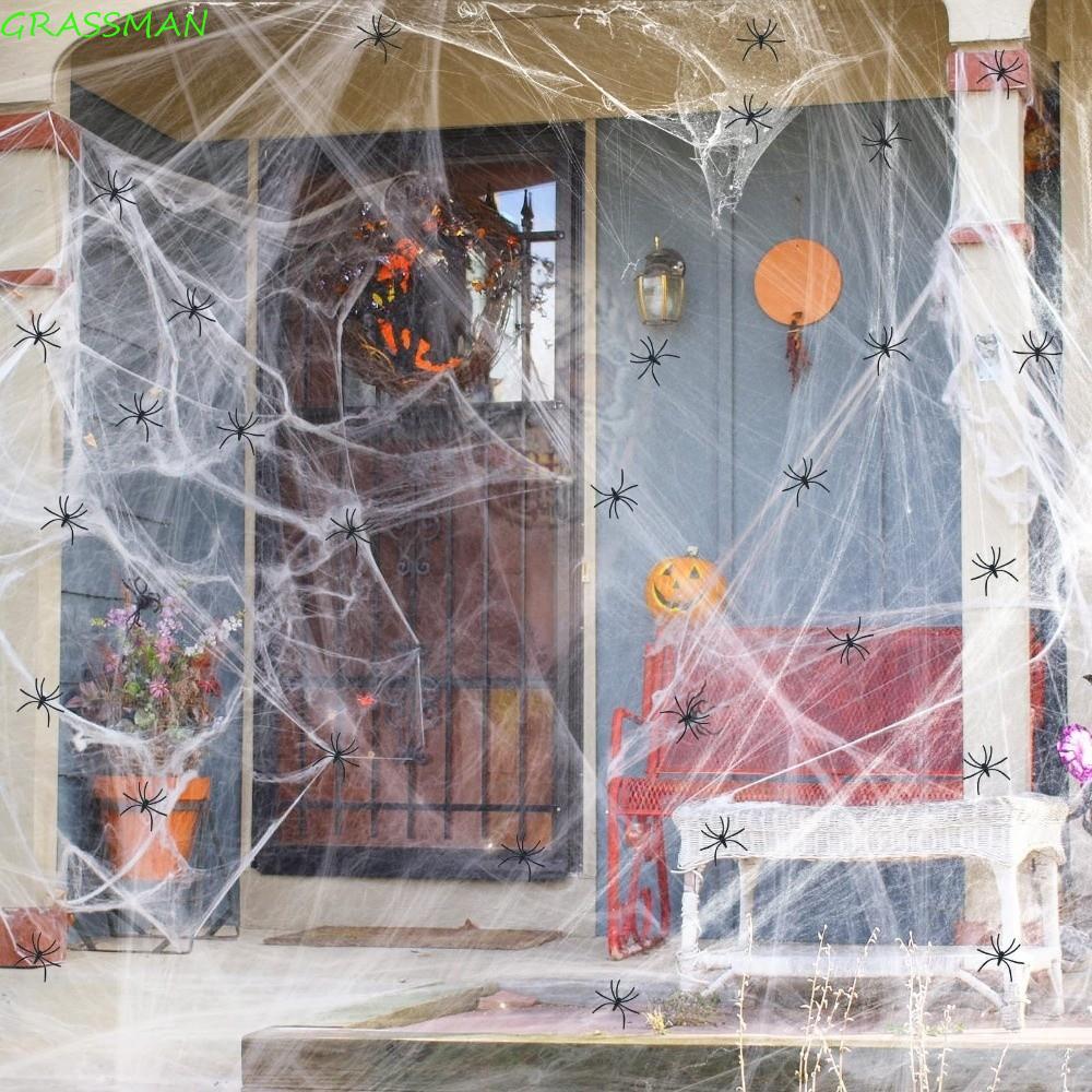 GRESSMAN Halloween Mạng nhện nhân tạo, Trắng đàn hồi phong cách Gothic ...