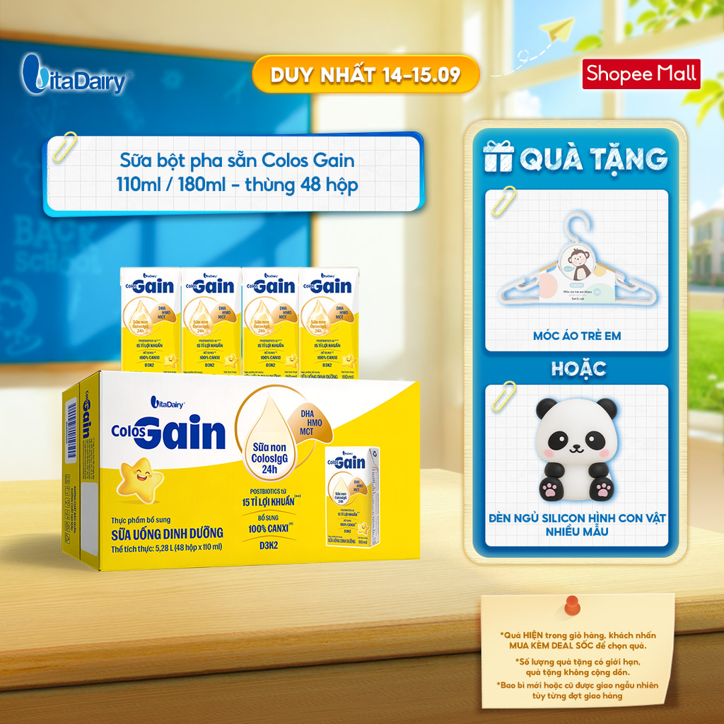 [THÙNG 48 HỘP] Sữa uống dinh dưỡng Colos Gain 110ml/180ml cải tiến - Giúp bé cải thiện cân nặng, bổ sung năng lượng