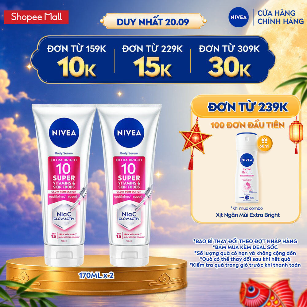 Bộ 2 Tinh Chất Dưỡng Thể NIVEA Vitamin Serum Dưỡng Sáng Da Sau 7 Ngày 170ml - 93830x2/99193x2/99189x2/99191x2