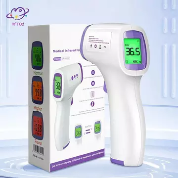 HFTOY Nhiệt kế kỹ thuật số trán Nhiệt kế hồng ngoại không tiếp xúc Công cụ đo sốt nhiệt độ cơ thể cho bé người lớn ~