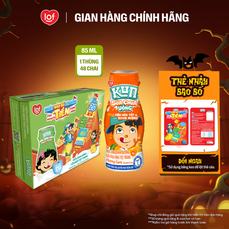 Sữa chua uống KUN vị cam thùng 48 chai x 85ml