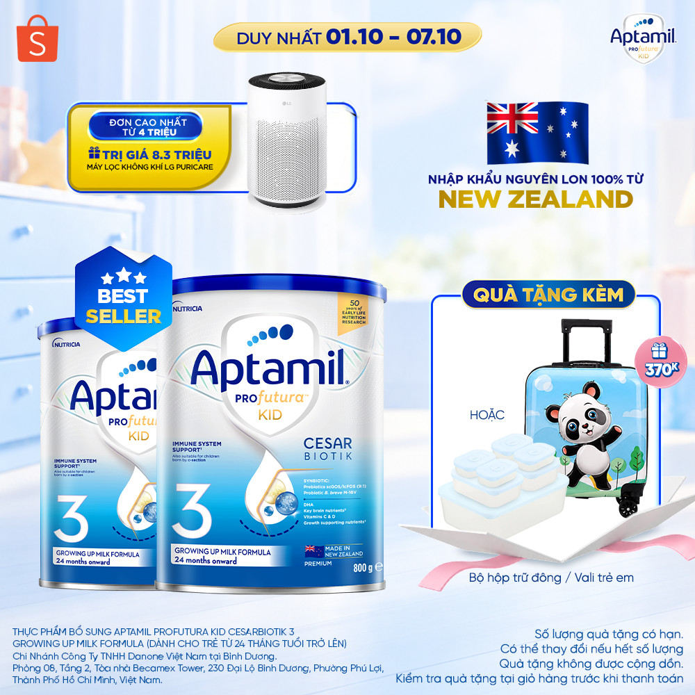 [MUA KÈM DEAL SỐC] CB2 Sữa bột Aptamil Kid Cesarbiotik New Zealand số 3 - Synbiotic đặc chế