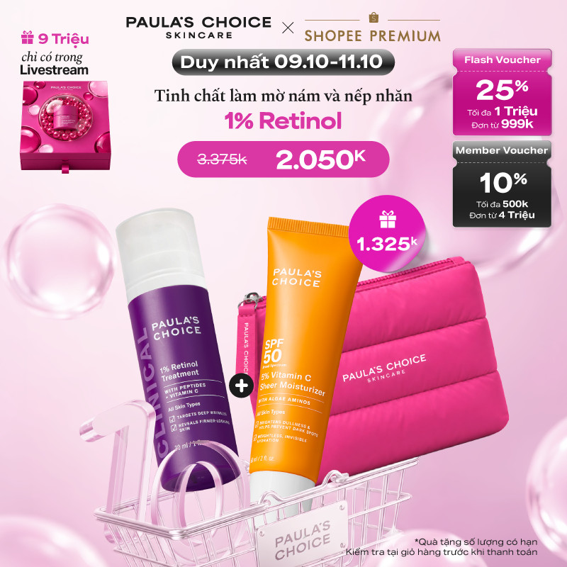 [HSD: 08/2027] Tinh chất làm mờ nám và nếp nhăn Paula's Choice Clinical 1% Retinol Treatment 30ml 8010