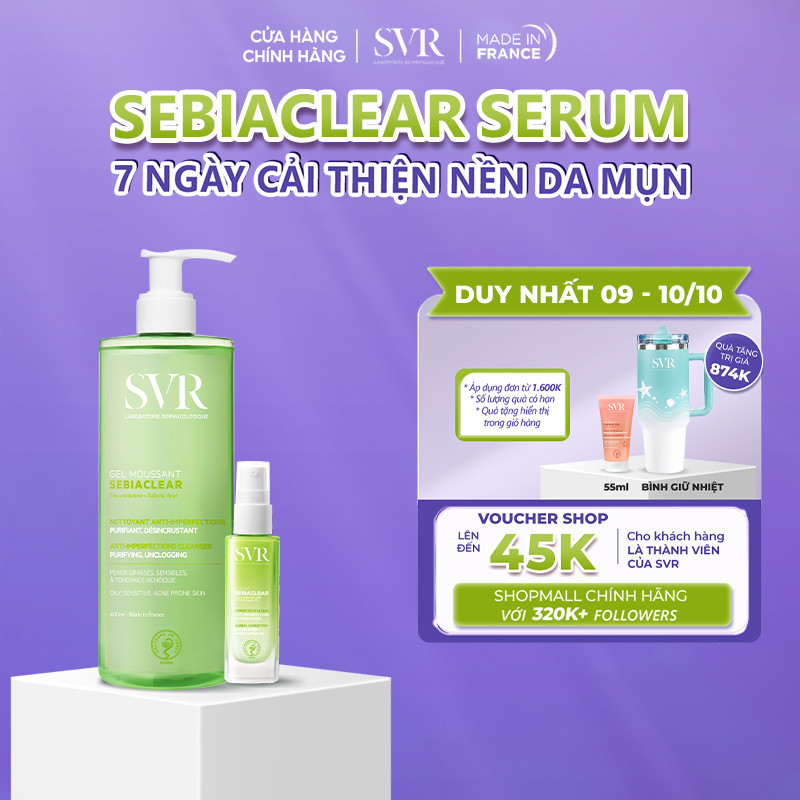 [ĐƠN 1TR6 TẶNG QUÀ] Combo làm sạch, giảm thâm mụn Serum 30ML và Gel Moussant 400ML (CBG04)