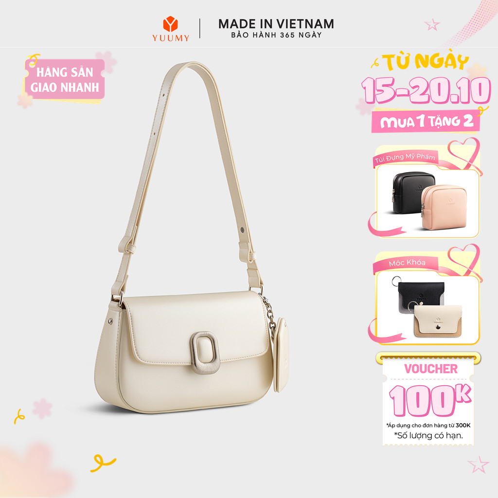 Túi Yuumy (Thời trang nữ khóa oval kèm gương mini - Túi đeo chéo da Glossy YN312)