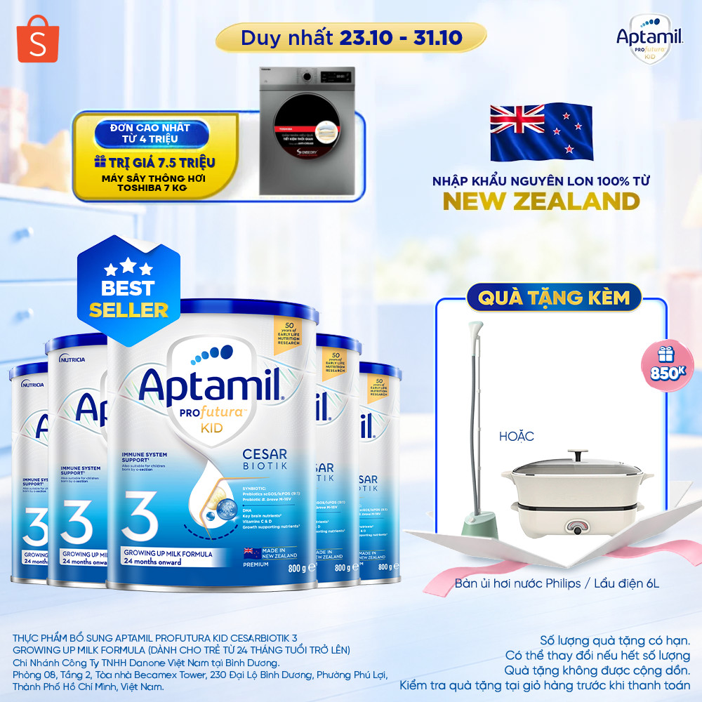 [MUA KÈM DEAL SỐC] CB5 Sữa bột Aptamil Kid Cesarbiotik New Zealand số 3 - Synbiotic đặc chế