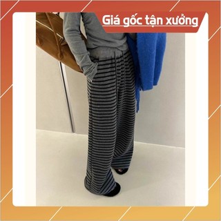 Quần ống rộng sọc tương phản thoải mái phong cách retro Hàn Quốc