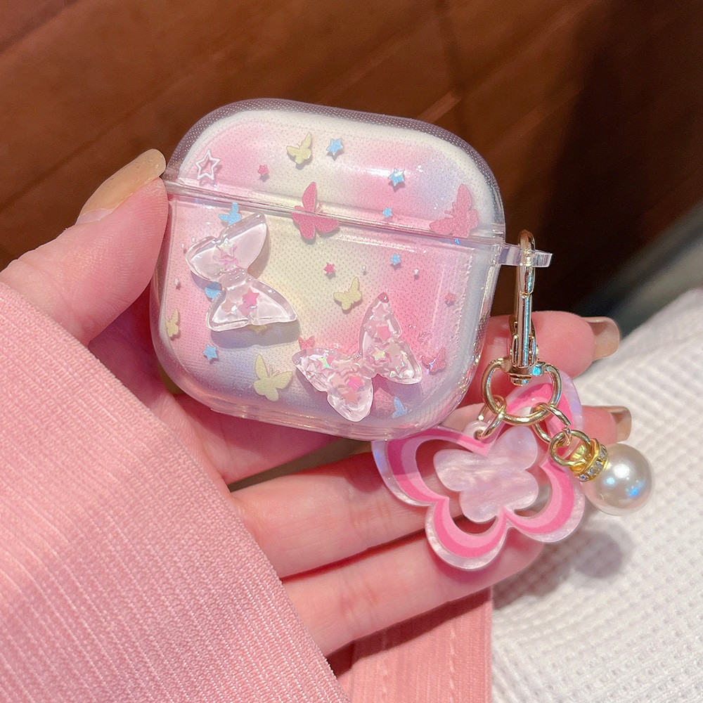 Vỏ Cat Butterfly Fish + Mặt dây chuyền cho AirPods Pro3 4 / 3 / 2 / 1 Vỏ tai nghe Pro Pro2