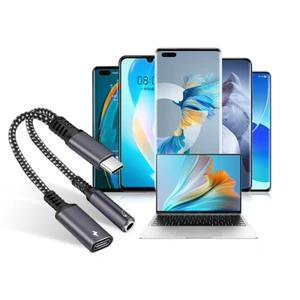 Bộ chuyển đổi âm thanh BTM USB C sang 3 5mm có khả năng sạc Âm thanh chính xác cho điện thoại thông minh Máy tính bảng Xung quanh ô tô
