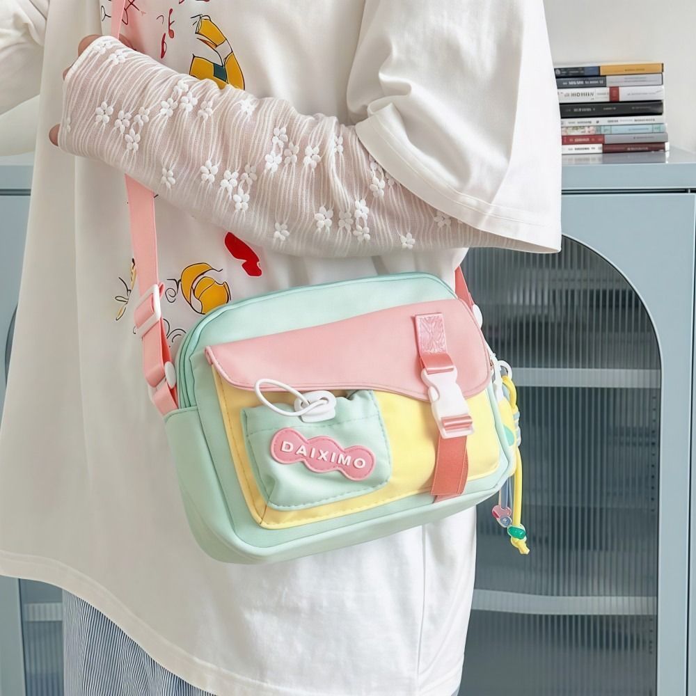 Túi đeo vai nữ CPINCP, Túi đeo chéo dung tích lớn màu sắc, Túi Tote vải Nylon mềm nhẹ dễ thương cho bé gái