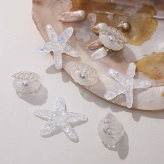 Ocean Series Trong Suốt Mạ Màu Sắc Kim Sa Lấp Lánh Sao Biển Vỏ Nhựa Phụ Kiện Tự Làm Lỗ Giày Vỏ Điện Thoại Chất Liệu Trang Sức