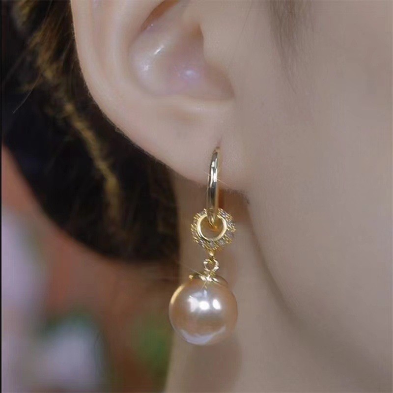 Bông tai tua rua ngọc trai mạ vàng 18K dành cho nữ Trang sức không gây dị ứng