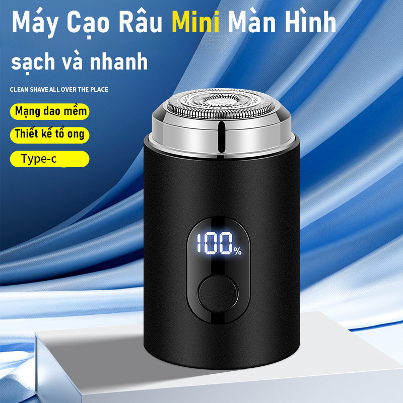 Máy Cạo Râu Mini Thông Minh Hiển Thị Pin, Cạo Khô Ướt 360° Đa Năng, Thiết Kế Nhỏ Gọn Tiện Lợi Cho Nam