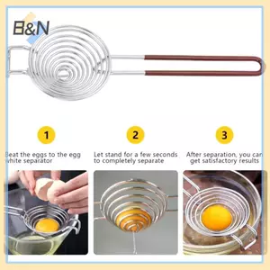 Máy tách trứng B & N Tay cầm dài Máy tách lòng trắng trứng bằng thép không gỉ cấp thực phẩm Bộ lọc lòng đỏ trứng Tiện ích nhà bếp.