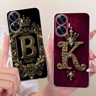 Dành Cho Realme C55 Ốp Lưng RMX3710 Thời Trang A Z Tên Chữ Cái Vương Miện Mềm TPU Vỏ Silicon Cho RealmeC55 Narzo N55 Ốp Lưng