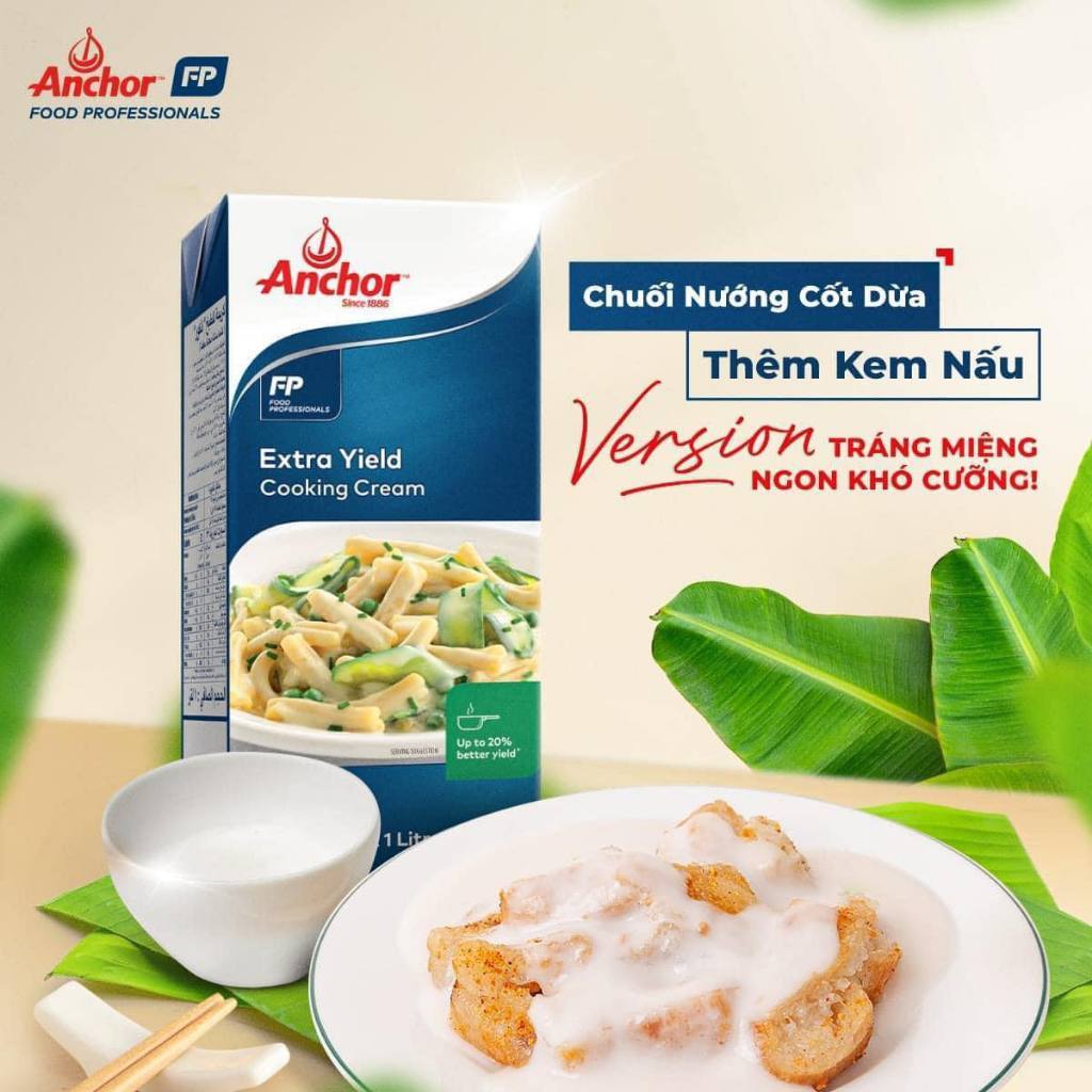 Kem nấu Cooking Cream Hiệu Anchor hộp 1L, Đơn Giản Tiện Lợi Cho Món Ăn Thêm Thơm Ngon