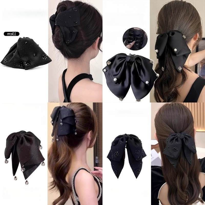 Kẹp nơ đen nữ thiết kế cá tính style Hàn Quốc