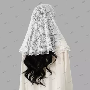 Khăn quàng cổ tam giác thêu PYCOU, Khăn choàng viền sóng bằng vải Sheer, Khăn choàng ren thêu ren cỡ lớn thời trang Chất liệu lưới che mặt Cape Lễ cưới