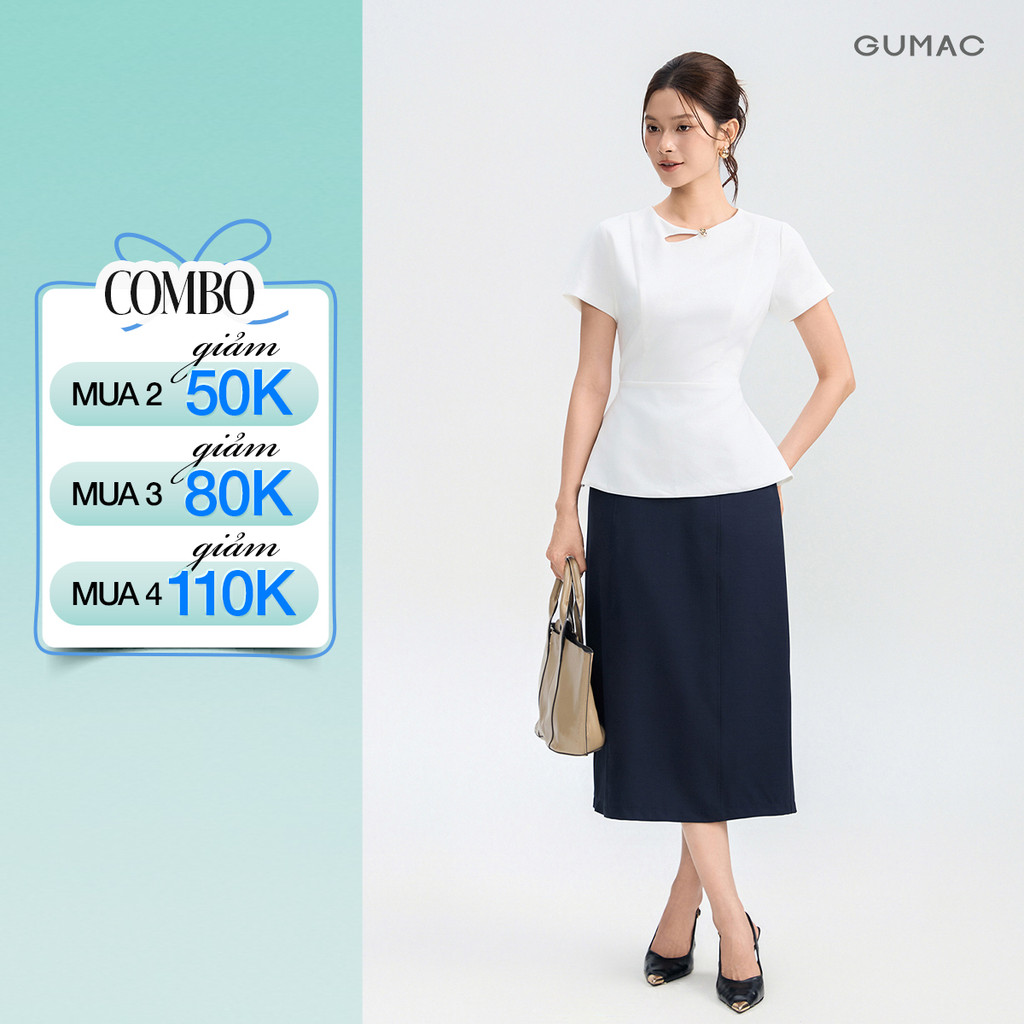Chân Váy Suông GUMAC Thiết Kế 2 Lớp Túi Xéo Xẻ Sau Thanh Lịch VG05014