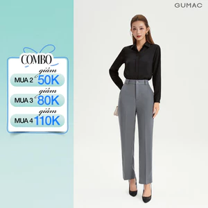 Quần Ống Đứng Nữ 95cm GUMAC Quần Tây Công Sở Lưng Cao Có Túi Vải Tuyết Mưa Cạp Cao Tôn Dáng LQF1002