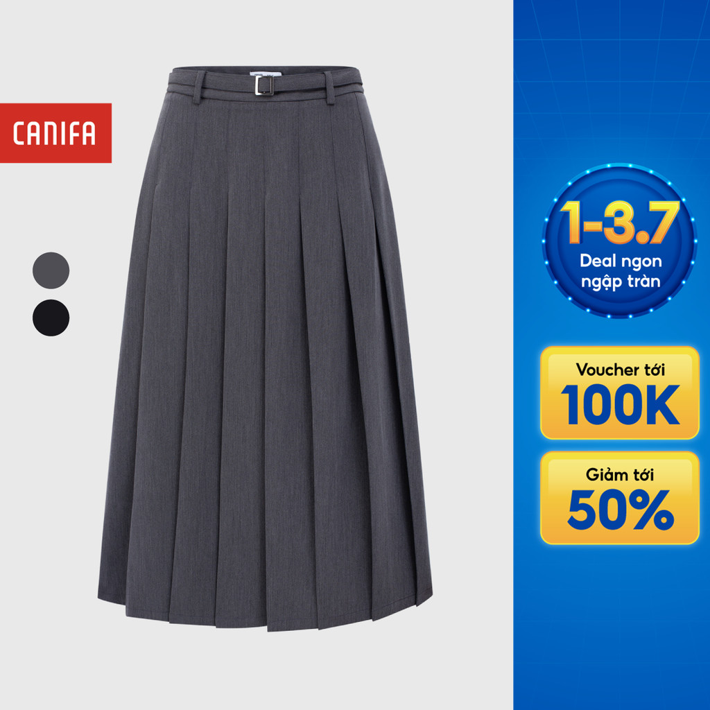 Chân váy nữ CANIFA xếp ly có đai dáng dài công sở 6KS26S012