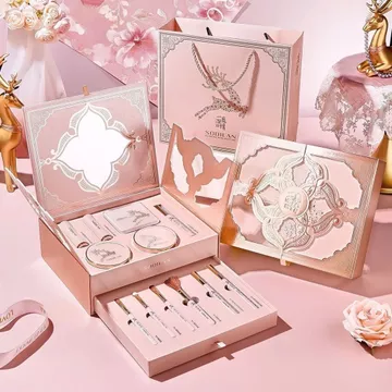Hộp quà tặng trang điểm cổ trang cao cấp set mỹ phẩm son chạm khắc phấn phủ làm quà tặng giáng sinh sinh nhật