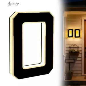 Đèn số nhà có đèn năng lượng mặt trời DELMER, không có dây đèn LED ngoại thất chiếu sáng Bảng số nhà, Biển báo địa chỉ Chống nước 6,7IN Tấm cửa kỹ thuật số năng lượng mặt trời hiện đại Nhà