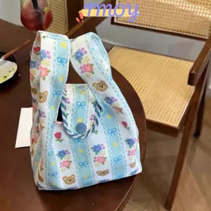 TMOY Gấu Dễ Thương In Hoa Túi Cầm Tay Di Động Dung Tích Lớn Đồ lặt vặt Văn Phòng Túi Đeo Tay Túi Ăn Trưa TMOY