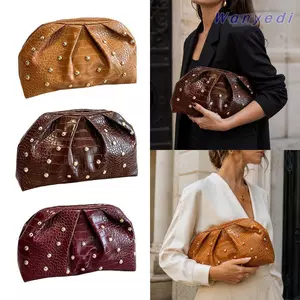 Túi ly hợp WANYEDI, Túi xách nữ họa tiết cá sấu đa năng, Túi ăn tối có đinh tán dung tích lớn thời trang dành cho nữ