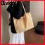 Túi Tote Kẻ Sọc OLVIDO, Thiết Kế Thắt Nơ Polyester Túi Đeo Vai, Túi Mua Sắm Dung Tích Lớn Nhẹ Thời Trang Mua Sắm