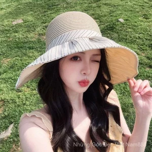 Mũ Vành Lớn Mùa Xuân Mùa Hè Phiên Bản Hàn Quốc Du Lịch Phong Cách Mới Niche Chống Nắng Sọc Mũ Chống Nắng Mái Vòm