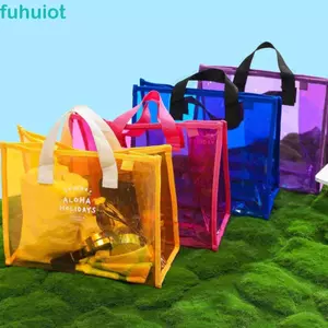 Túi đi biển trong suốt FUHUIOT, Túi đựng đồ bơi dung tích lớn bằng nhựa PVC, Túi xách trang điểm trong suốt thời trang chống thấm nước mùa hè Du lịch