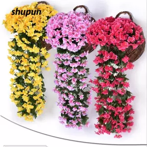 SHUPUN Hoa Nhân Tạo, Hoa Mây Lụa Chất Liệu Hoa Hồng Cây Nho Dài, Tím Mô Phỏng Cánh Hoa Thiết Kế Mô Phỏng Cây Treo Trang Trí Ngoài Trời