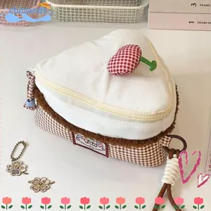 Túi trang điểm EBINLANDS, Túi vệ sinh thiết kế lật anh đào, Túi đựng máy ảnh bánh hình tam giác dung tích lớn Kawaii Trang chủ