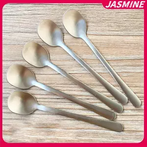 JASMINE Phong Cách Hàn Quốc Thép Không Gỉ Gia Vị Thìa Tròn Thiên Tính Trộn Thìa Cà Phê Trà Món Tráng Miệng Thìa Trộn Bộ Đồ Ăn JASMINE